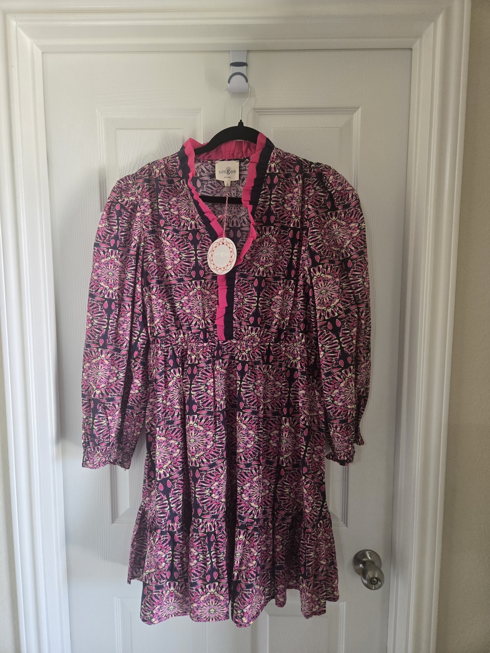 Umgee Pink and Black Floral Mini Dress